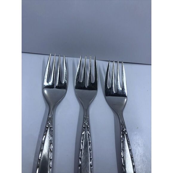 3 pcs Oneida Community Venetia Salad Fork Stainless Steel Burnished Handle. Read - Picture 3 of 13